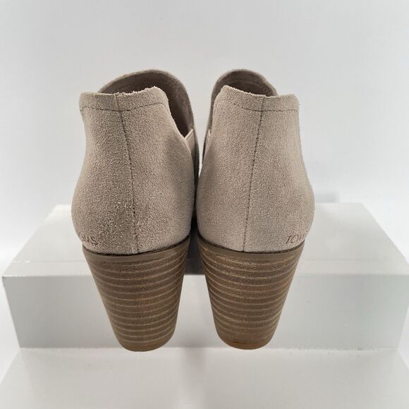 TOMS Kallie Cutout Wedge Ankle Boots Booties Womens Tan Suede Slip On Size 8.5 - Picture 5 of 11